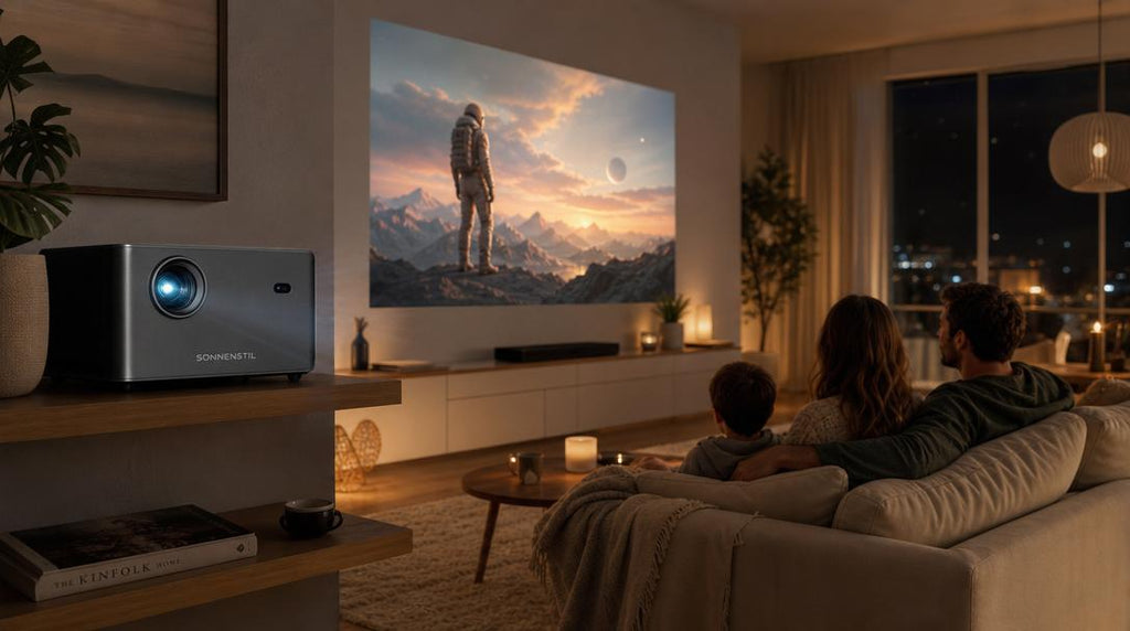 SONNENSTIL KI-Beamer | Smarte AI Video Projektor mit 4K & Auto-Fokus