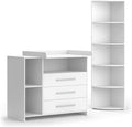 Vicco Oskar Kinderzimmer Set 2-teilig mit Wickelkommode & Spielzeugregal, Babyzimmer Möbel Weiß, umbaubar