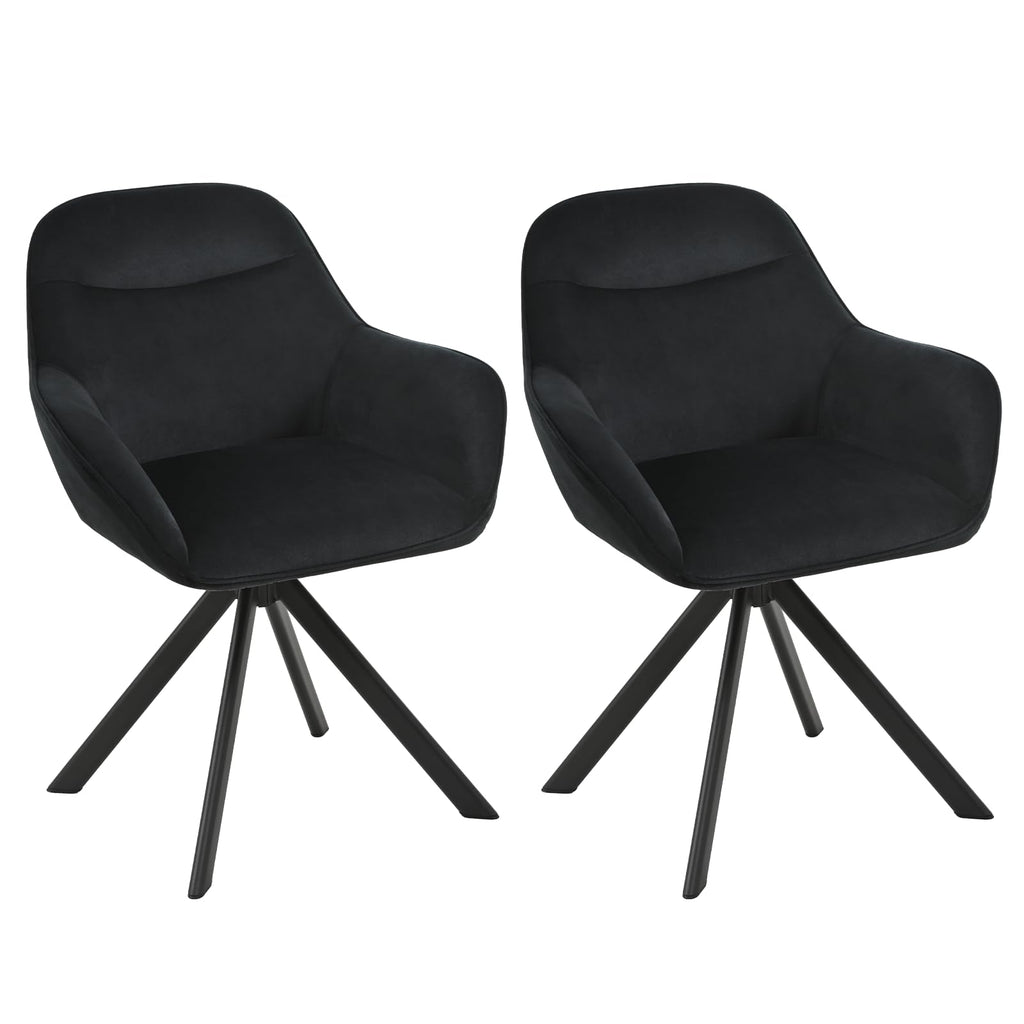 6er Set Esszimmerstühle Drehbar mit Armlehne, 360° Drehstuhl Polsterstuhl Samt Modern Küchenstuhl mit Metallbeine für Esszimmer, Wohnzimmer, Büro, Dunkelgrau