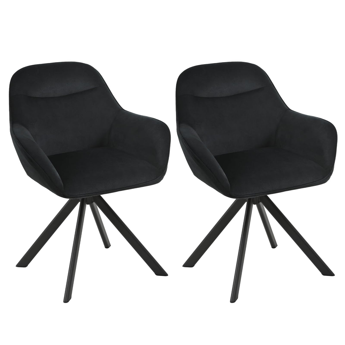 6er Set Esszimmerstühle Drehbar mit Armlehne, 360° Drehstuhl Polsterstuhl Samt Modern Küchenstuhl mit Metallbeine für Esszimmer, Wohnzimmer, Büro, Dunkelgrau