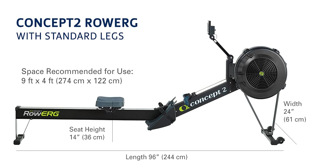 Concept2 RowErg mit Standardbeinen, Rudergerät Modell D,Luftwiderstand, Schwarz