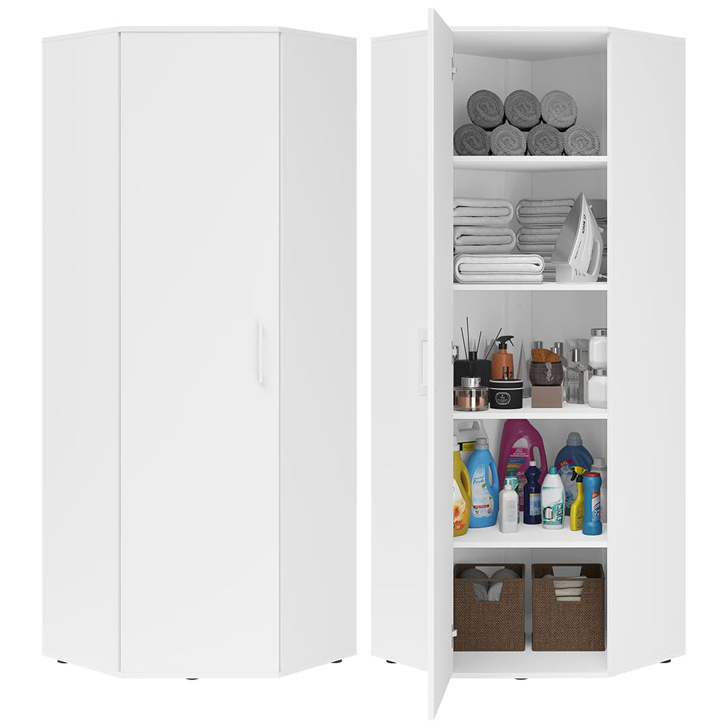 Bellamio Apol Besenschrank 60 cm breit, Weiß, Staubsaugerfach, Stauraum