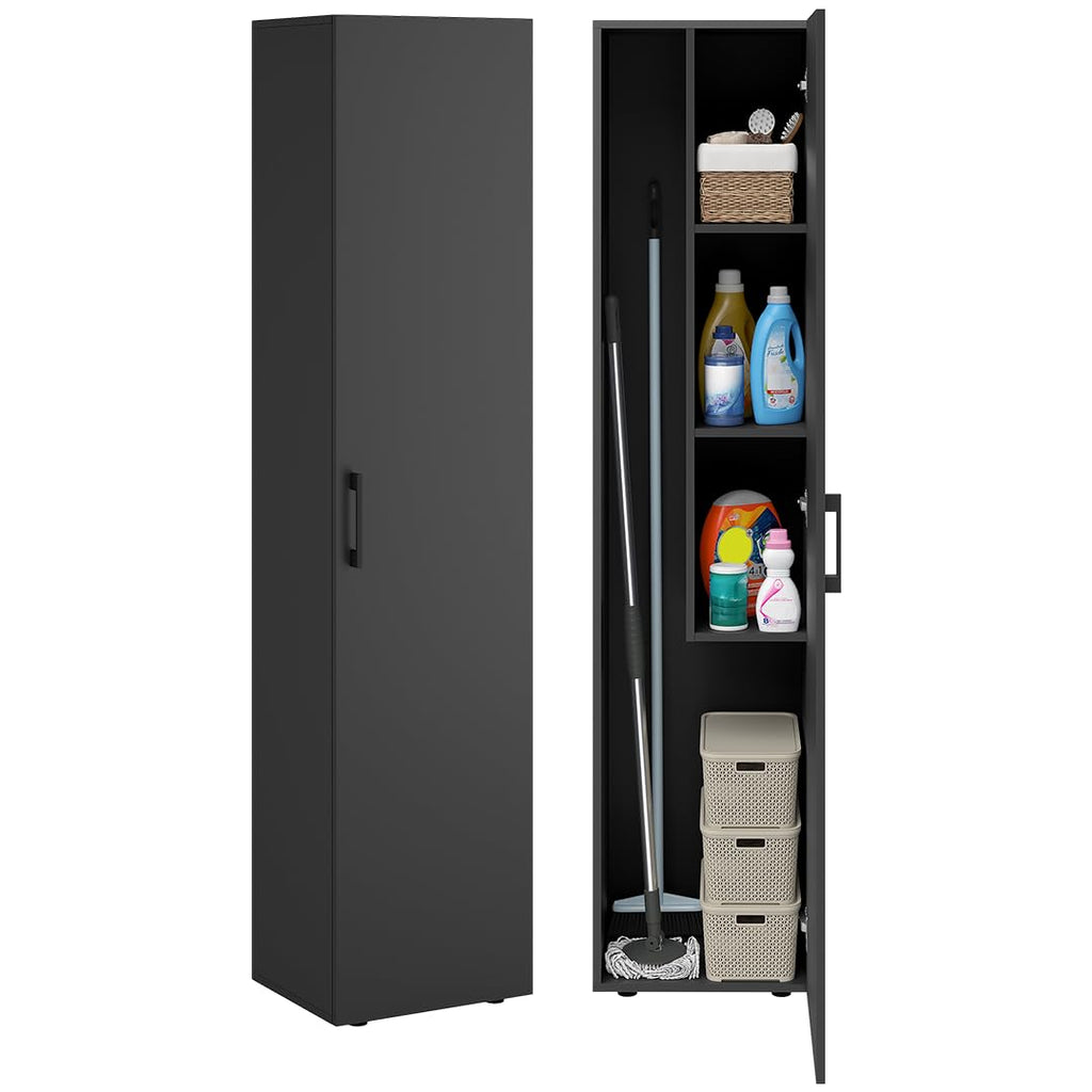 Bellamio Apol Besenschrank 60 cm breit, Weiß, Staubsaugerfach, Stauraum