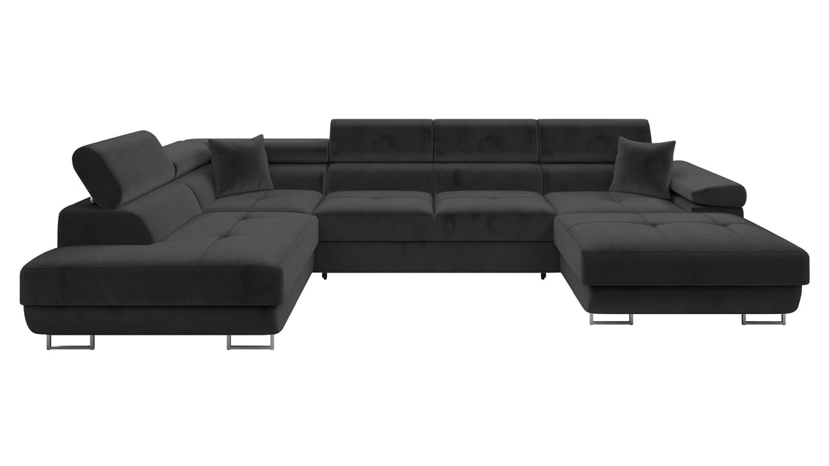 Mirjan24 Torezio Bis Ecksofa U-Form mit Schlaffunktion & Bettkasten, Wohnlandschaft mit verstellbaren Kopfstützen