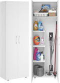 Bellamio Apol Besenschrank 60 cm breit, Weiß, Staubsaugerfach, Stauraum
