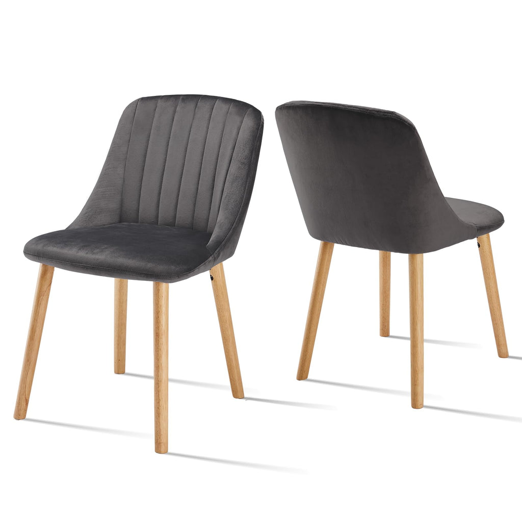 Esszimmerstühle Beige 4er Set Holzbeine Polsterstuhl Küchenstuhl aus Polyester Stühle Esszimmer Wohnzimmerstuhl für Esszimmer Küche Büro