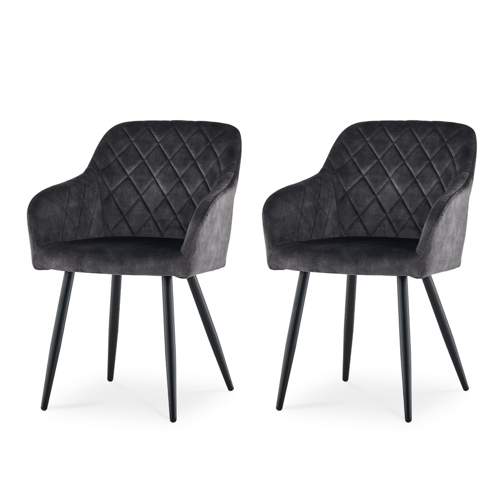 CLIPOP Esszimmerstühle 2er Set, Küchenstühle Grau Samtstoff stühle Polsterstühle mit Armlehne Metallbeine Polstersessel Stühle für Esszimmer Küche (2, Samt Grau)