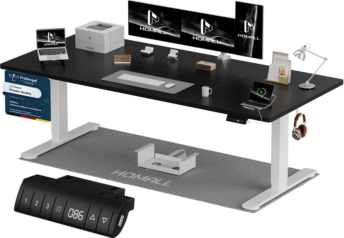 Homall Elektrischer Schreibtisch höhenverstellbar Weiß – Standing Desk mit USB-A, Memory-Funktion & Kabelmanagement