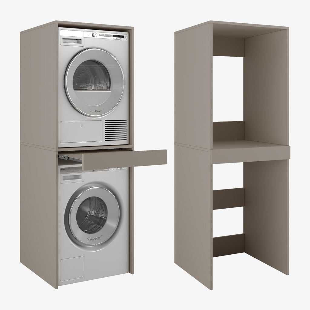 PLATAN ROOM Hochschrank Badschrank Waschmaschine Trockner Schrank Waschmaschinenschrank für Waschmaschine & Wäschetrockner Überbauschrank 187 x 65 x 66 cm Badregal (Weiß, 66 cm breit)