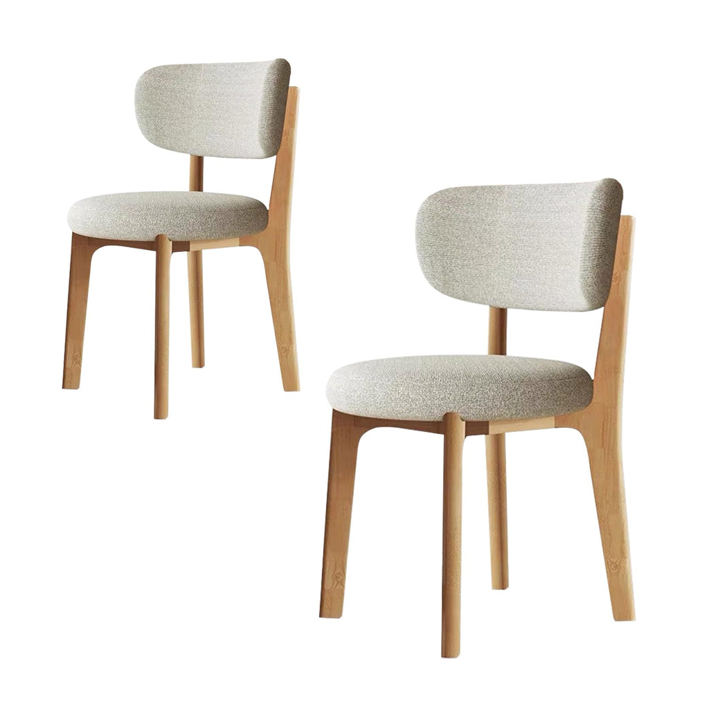 Esszimmerstühle 4er Set mit Polsterung, Holzbeine in Walnuss, Khaki, Küchenstühle mit geschwungener Rückenlehne