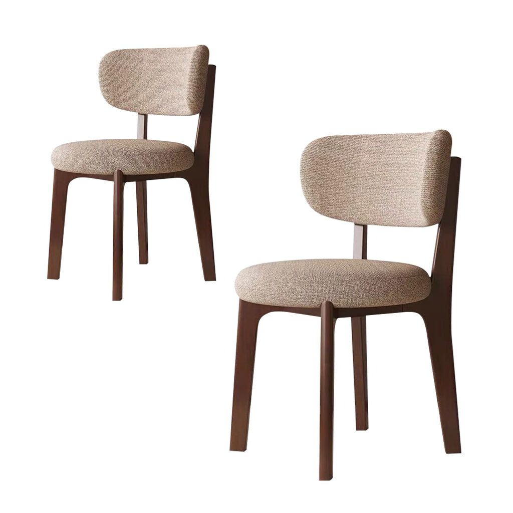 Esszimmerstühle 4er Set mit Polsterung, Holzbeine in Walnuss, Khaki, Küchenstühle mit geschwungener Rückenlehne