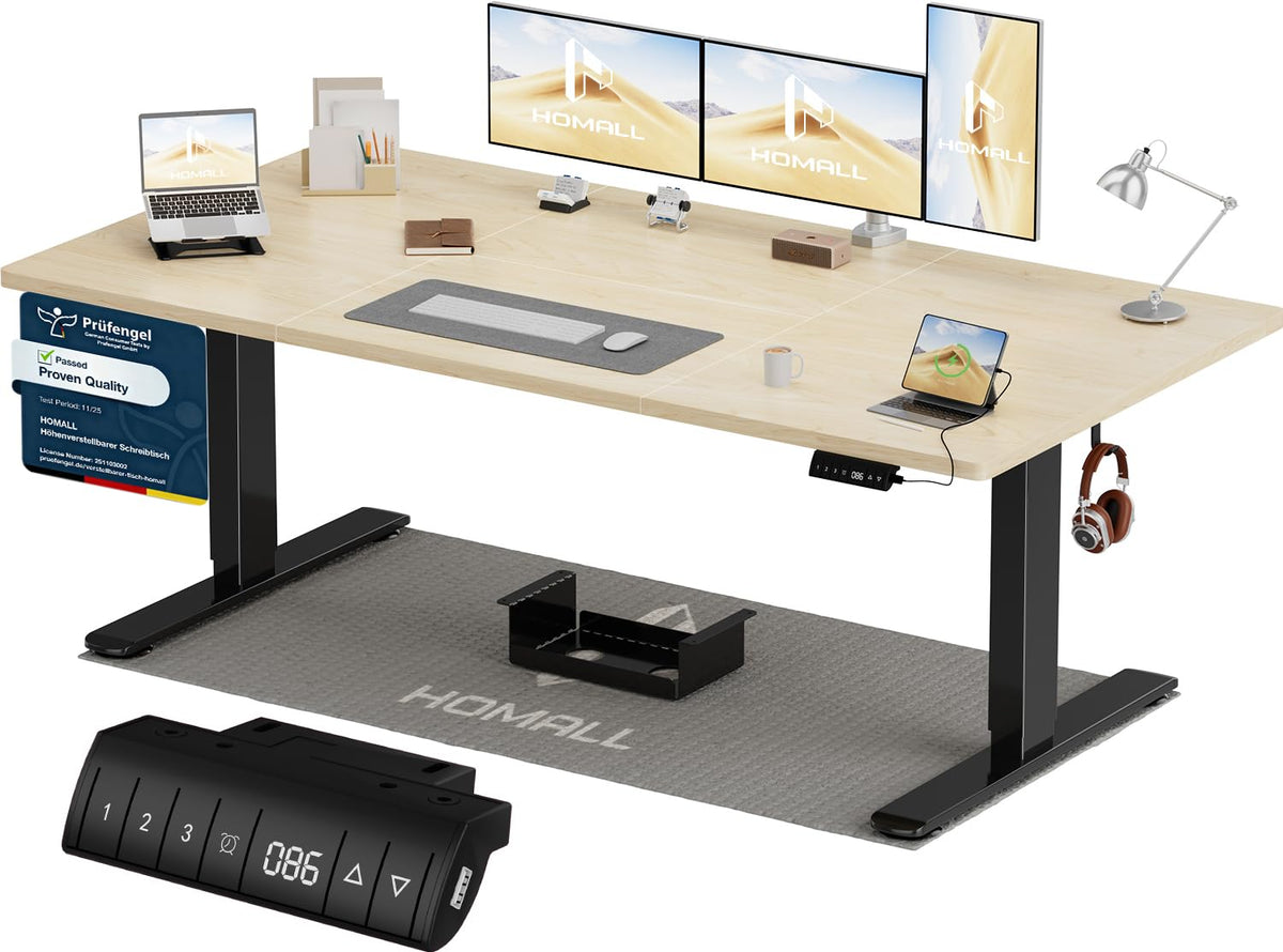 Homall Elektrischer Schreibtisch höhenverstellbar Weiß – Standing Desk mit USB-A, Memory-Funktion & Kabelmanagement