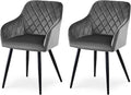 CLIPOP Esszimmerstühle 2er Set, Küchenstühle Grau Samtstoff stühle Polsterstühle mit Armlehne Metallbeine Polstersessel Stühle für Esszimmer Küche (2, Samt Grau)