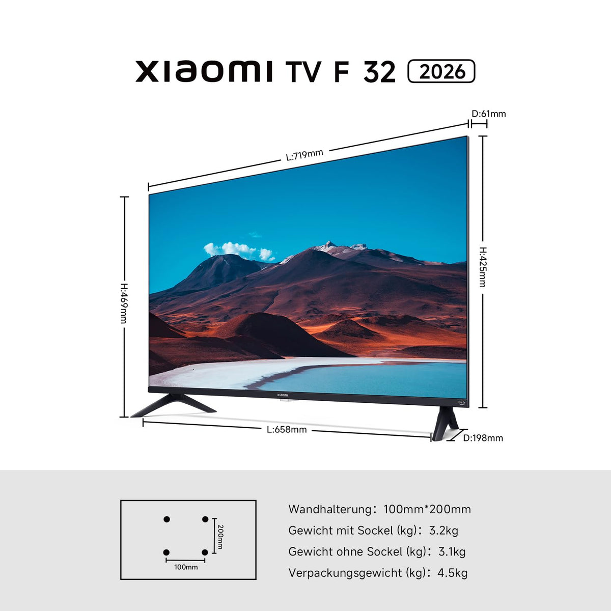 Xiaomi TV F 32, 32" HD Smart TV Fire OS7 Triple Tuner L32MB-FAEU