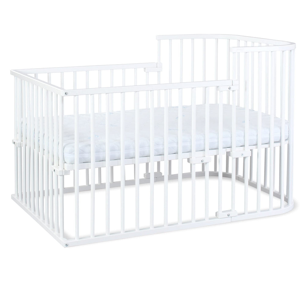 babybay Original Beistellbett aus massivem Buchenholz mit Matratze, höhenverstellbares Babybett für Neugeborene