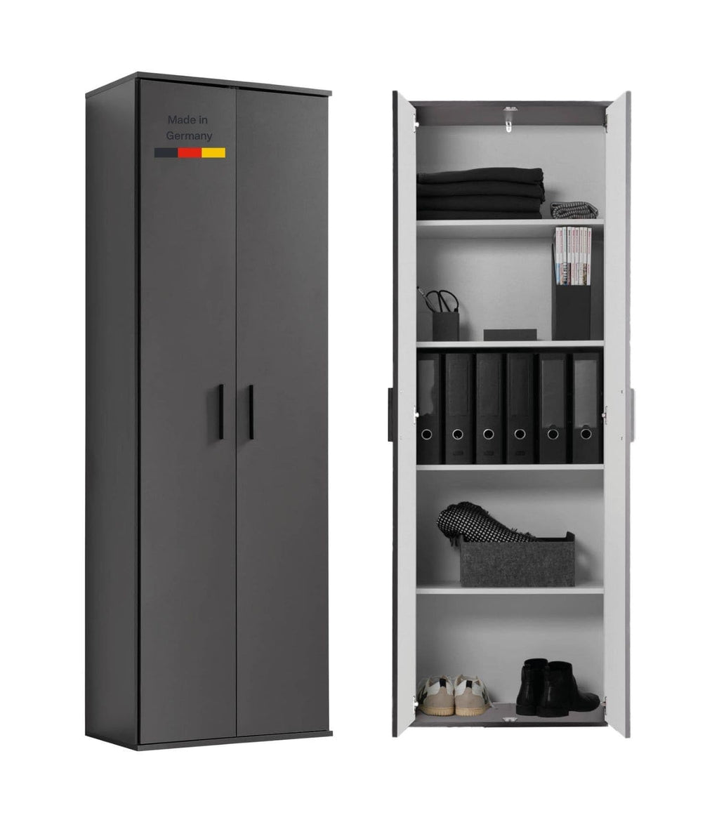 mokebo Mehrzweckschrank Besenschrank (60x180 cm) 'Der Lange' Made in Germany aus Holz auch als Haushaltsschrank Putzschrank Vorratsschrank Flurschrank Weiß