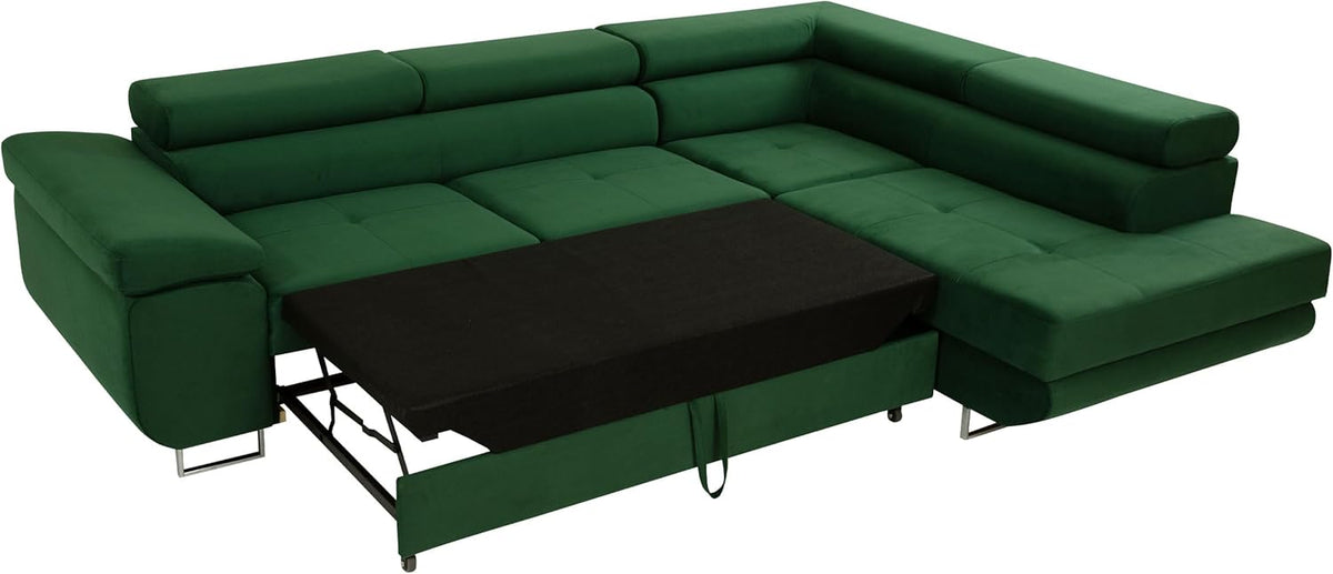 Mirjan24 Torezio Ecksofa mit Schlaffunktion & Bettkasten – L-Form Wohnlandschaft mit verstellbaren Kopfstützen, Schlafsofa für Wohnzimmer