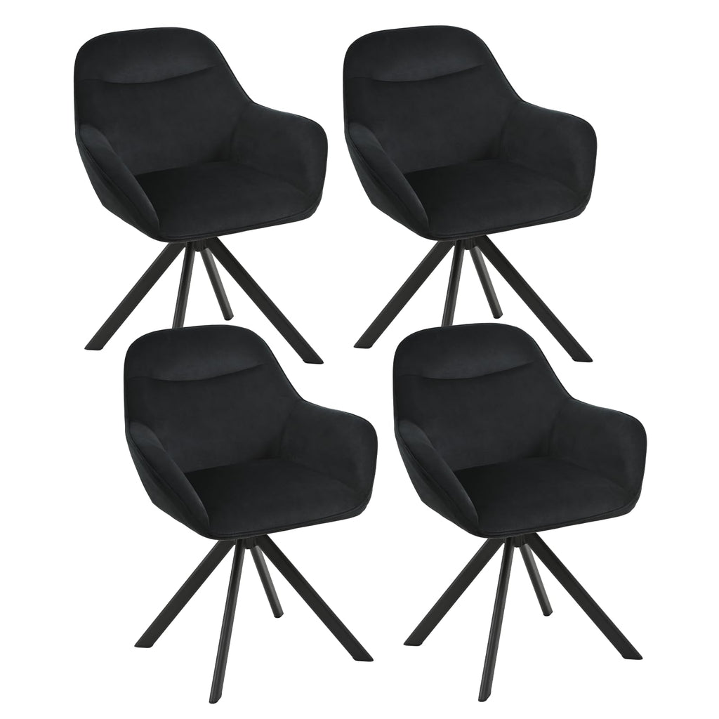 Esszimmerstühle Drehbar 4er Set mit Armlehne, 360° drehbar, Polsterstuhl Leinen, Drehstuhl Esszimmer Beige, Küchenstuhl mit Metallbeine für Esszimmer, Wohnzimmer, Büro