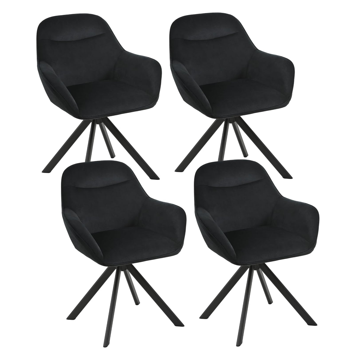 Esszimmerstühle Drehbar 4er Set mit Armlehne, 360° drehbar, Polsterstuhl Leinen, Drehstuhl Esszimmer Beige, Küchenstuhl mit Metallbeine für Esszimmer, Wohnzimmer, Büro