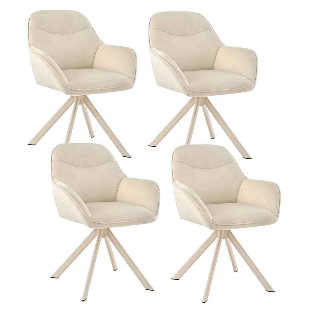 6er Set Esszimmerstühle Drehbar mit Armlehne, 360° Drehstuhl Polsterstuhl Samt Modern Küchenstuhl mit Metallbeine für Esszimmer, Wohnzimmer, Büro, Dunkelgrau