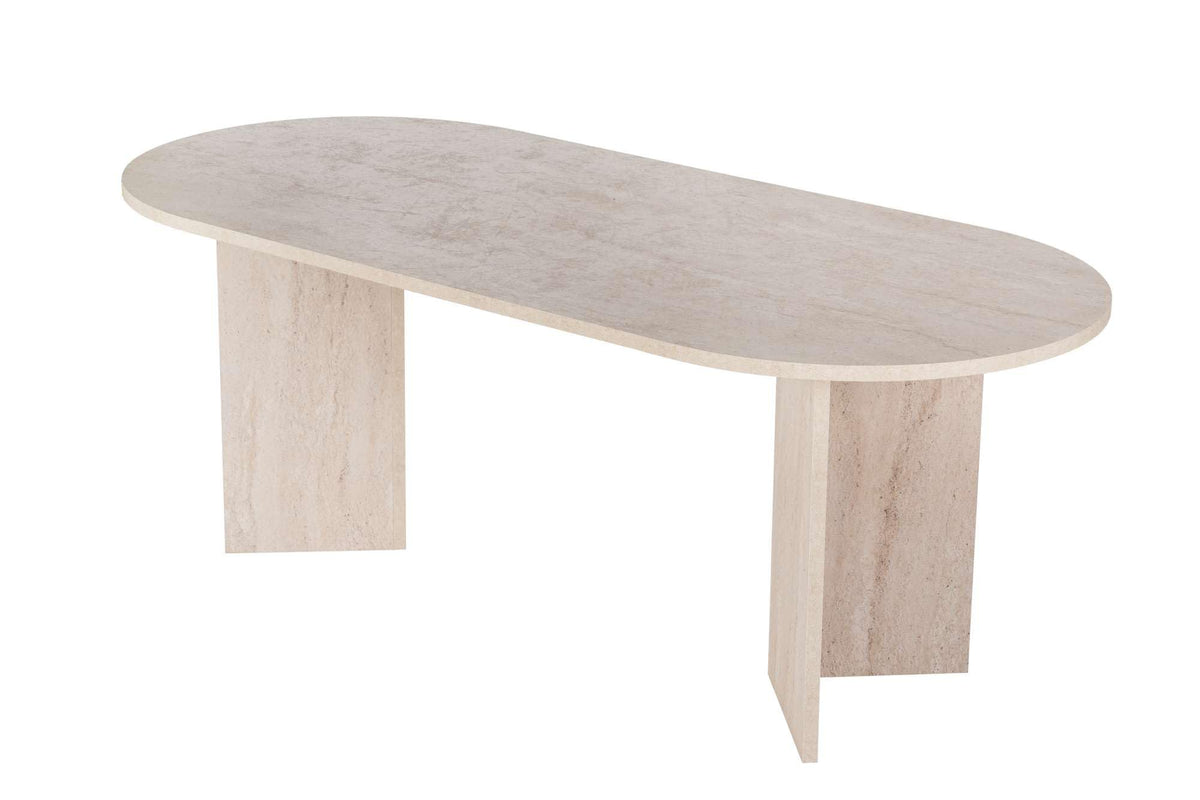 Moderner Esstisch, 180 x 90 x 75 cm, Travertine & Walnuss-Farben | 100% melaminbeschichtete Spanplatte, 25 mm Stärke | stilvolles & langlebiges Design, perfekt für zeitgemäße Essbereiche