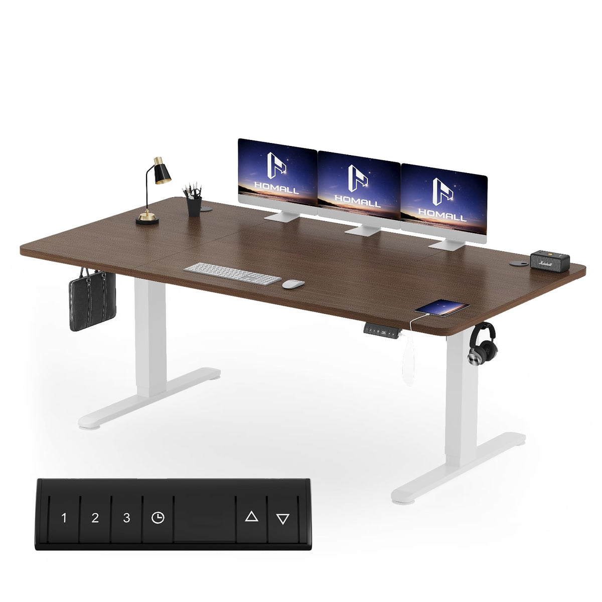 Homall Elektrischer Schreibtisch höhenverstellbar Weiß – Standing Desk mit USB-A, Memory-Funktion & Kabelmanagement