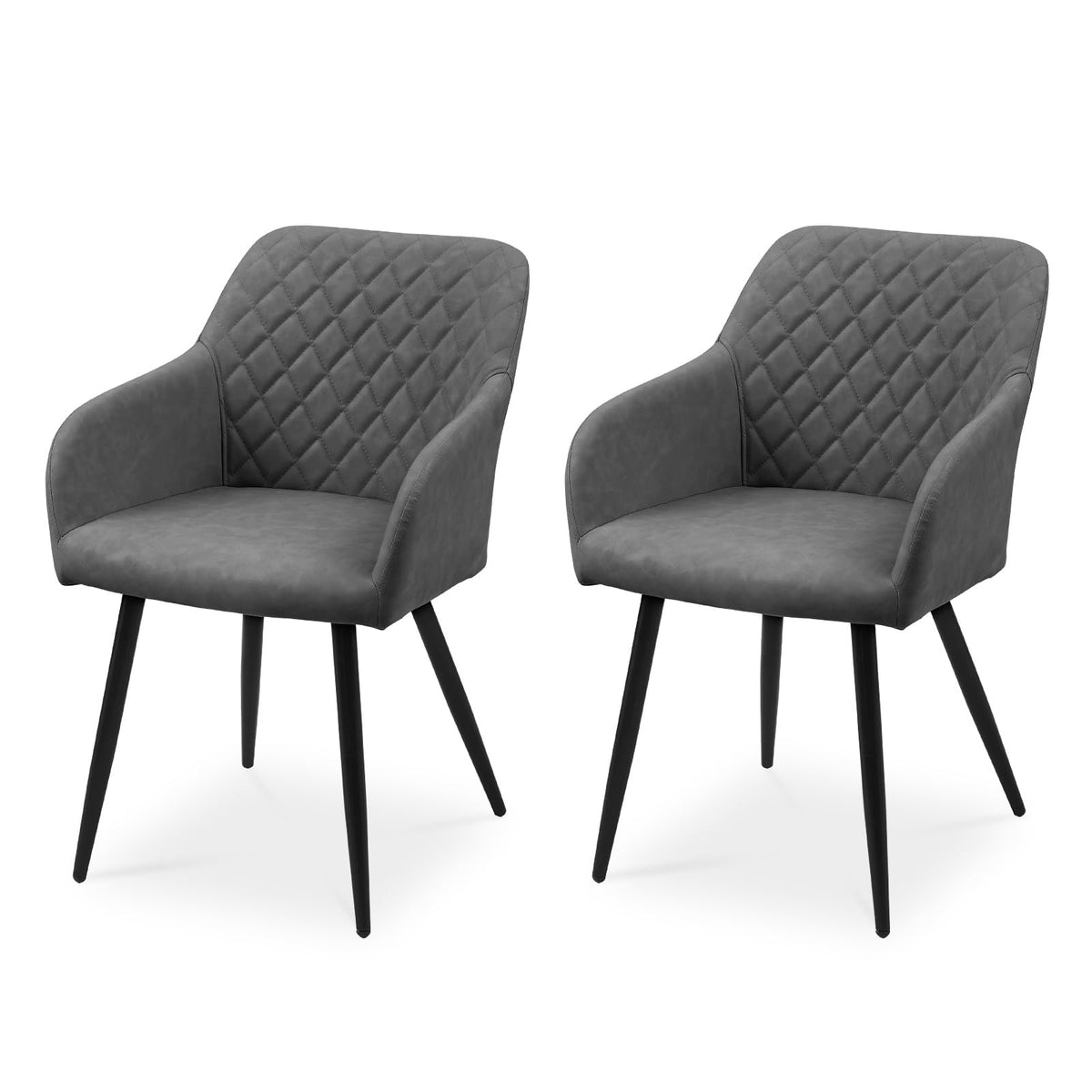 CLIPOP Esszimmerstühle 4er Set, Küchenstühle Grau Kunstlederstoff stühle Polsterstühle mit Armlehne Metallbeine Polstersessel Stühle für Esszimmer Küche (4, Kunstleder Grau)