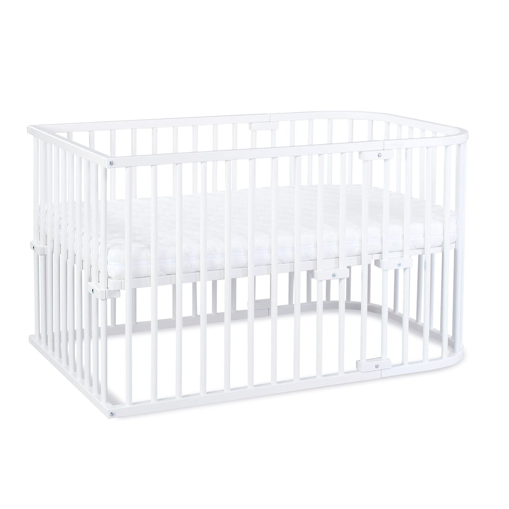babybay Original Beistellbett aus massivem Buchenholz mit Matratze, höhenverstellbares Babybett für Neugeborene