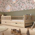 Crazy Pine Montessori Bodenbett Kinderbett aus Massivholz mit Schublade & Rausfallschutz – Skandinavisches Kinderbett