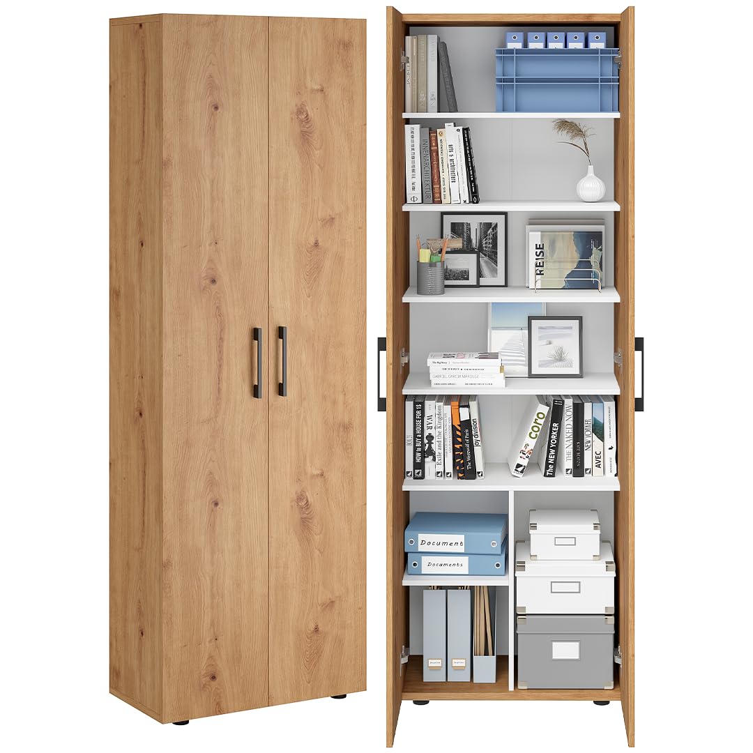 Bellamio Apol Besenschrank 60 cm breit, Weiß, Staubsaugerfach, Stauraum