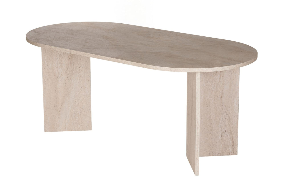 Moderner Esstisch, 180 x 90 x 75 cm, Travertine & Walnuss-Farben | 100% melaminbeschichtete Spanplatte, 25 mm Stärke | stilvolles & langlebiges Design, perfekt für zeitgemäße Essbereiche