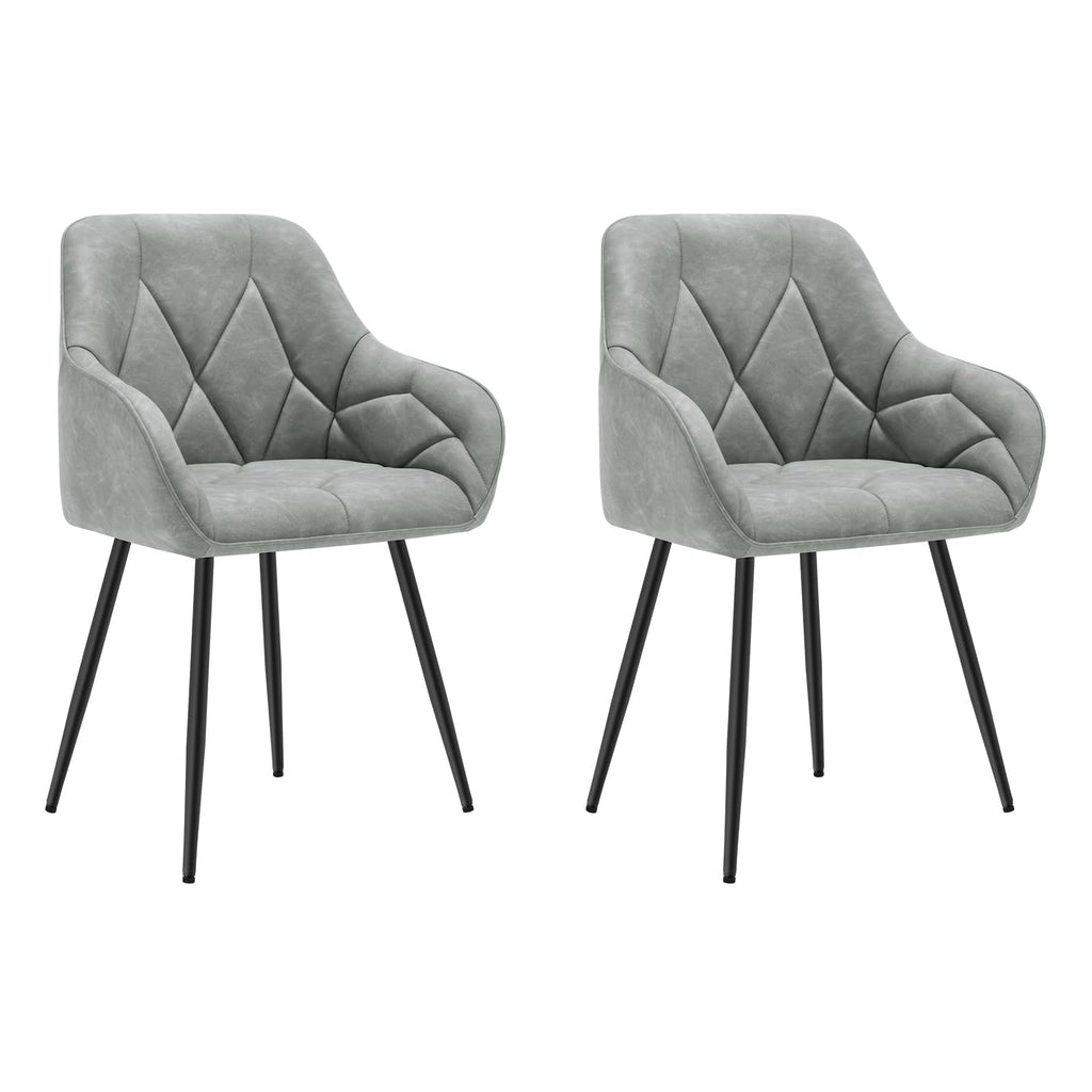 WOLTU Esszimmerstühle 4er Set, für Esszimmer Wohnzimmer, ergonomische Küchenstühle gepolstert mit Armlehnen, Metallbeinen, Sitzfläche aus Vintage-Kunstleder,Dunkelbraun