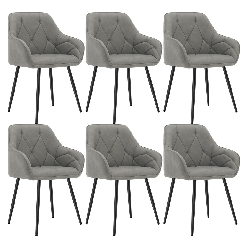 WOLTU Esszimmerstühle 4er Set, für Esszimmer Wohnzimmer, ergonomische Küchenstühle gepolstert mit Armlehnen, Metallbeinen, Sitzfläche aus Vintage-Kunstleder,Dunkelbraun