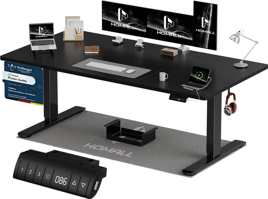 Homall Elektrischer Schreibtisch höhenverstellbar Weiß – Standing Desk mit USB-A, Memory-Funktion & Kabelmanagement