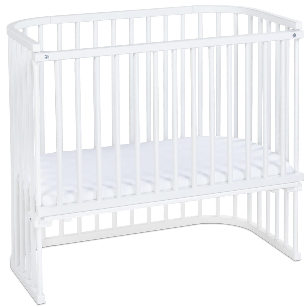 babybay Original Beistellbett aus massivem Buchenholz mit Matratze, höhenverstellbares Babybett für Neugeborene