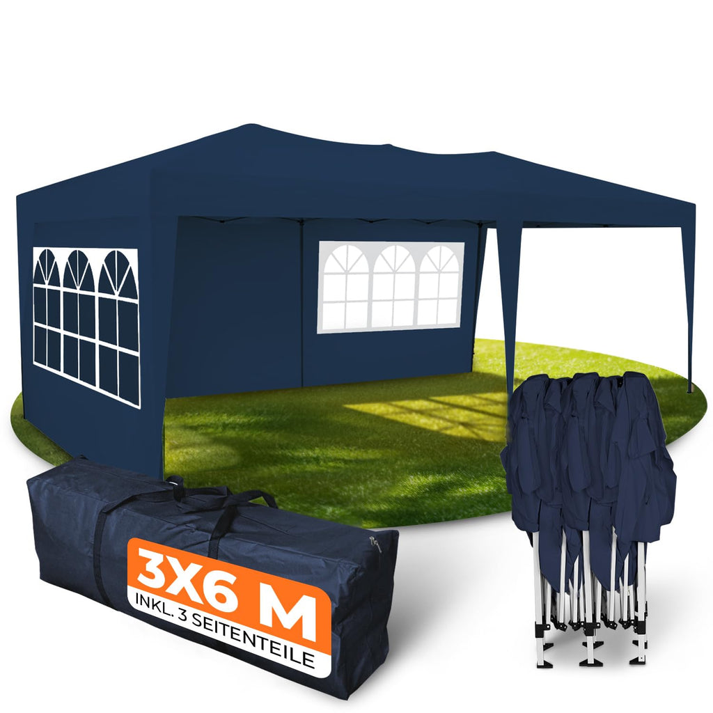 Kronenburg Faltpavillon wasserdicht Dachmaß 3 x 3 m UV Schutz 50+ Pavillon in Champagner mit 4 Seitenteilen