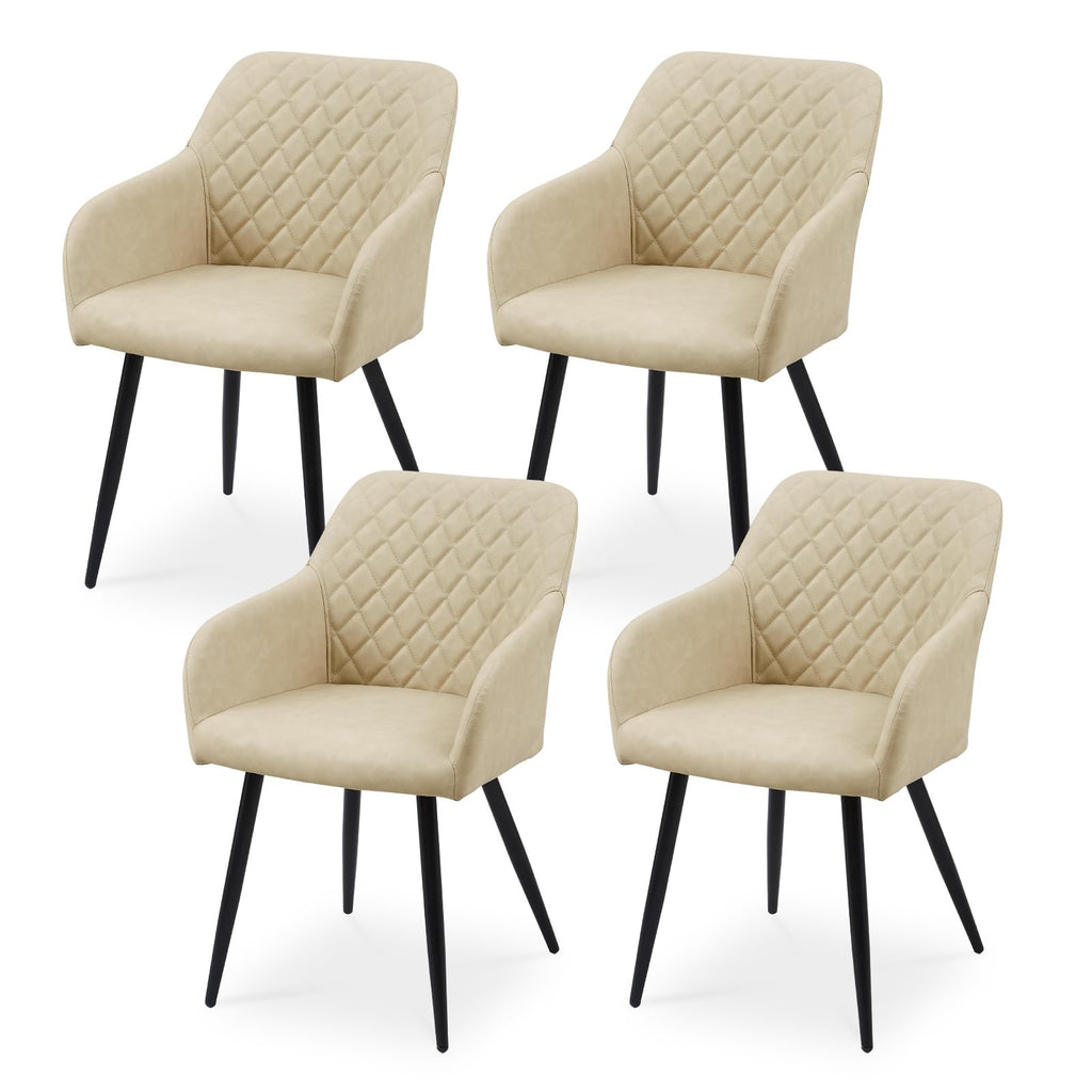CLIPOP Esszimmerstühle 4er Set, Küchenstühle Grau Kunstlederstoff stühle Polsterstühle mit Armlehne Metallbeine Polstersessel Stühle für Esszimmer Küche (4, Kunstleder Grau)