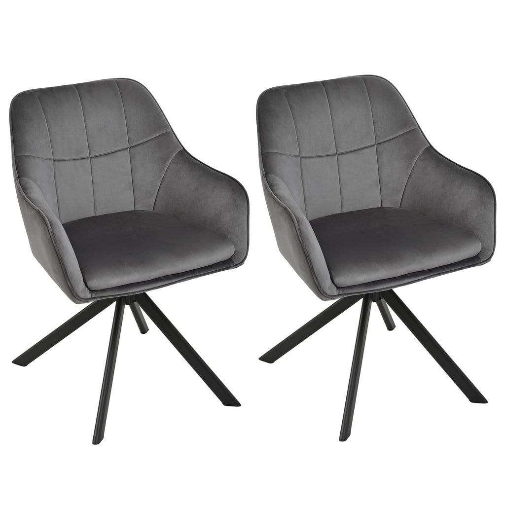 Drehstuhl Esszimmer 4er Set Samt Grün mit Armlehne Polsterstuhl Esszimmerstühle drehbar Küchenstuhl mit Metallbeine für Wohnzimmer Esszimmer