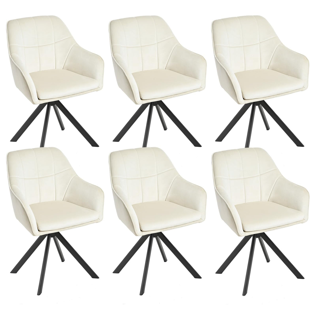 Drehstuhl Esszimmer 4er Set Samt Grün mit Armlehne Polsterstuhl Esszimmerstühle drehbar Küchenstuhl mit Metallbeine für Wohnzimmer Esszimmer