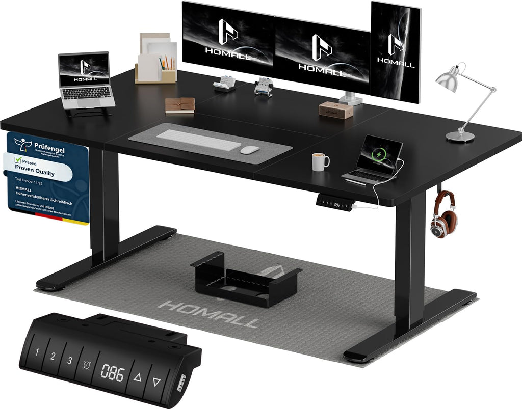 Homall Elektrischer Schreibtisch höhenverstellbar Weiß – Standing Desk mit USB-A, Memory-Funktion & Kabelmanagement