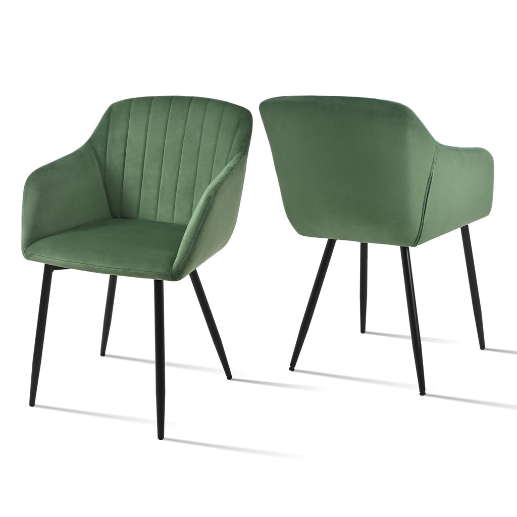 Esszimmerstühle Beige 4er Set mit Armlehnen, Modern Polsterstühle Leinen, Küchenstühle mit Metallgestell für Esszimmer, Wohnzimmer, Küche