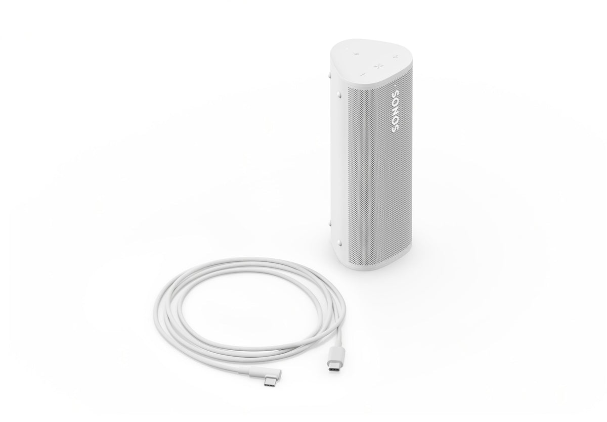 Sonos Roam 2 | Leichter, mobiler und wasserdichter Speaker mit Bluetooth, WLAN, mindestens 10 Stunden Akkulaufzeit und Voice Control für drinnen und draußen - Weiß