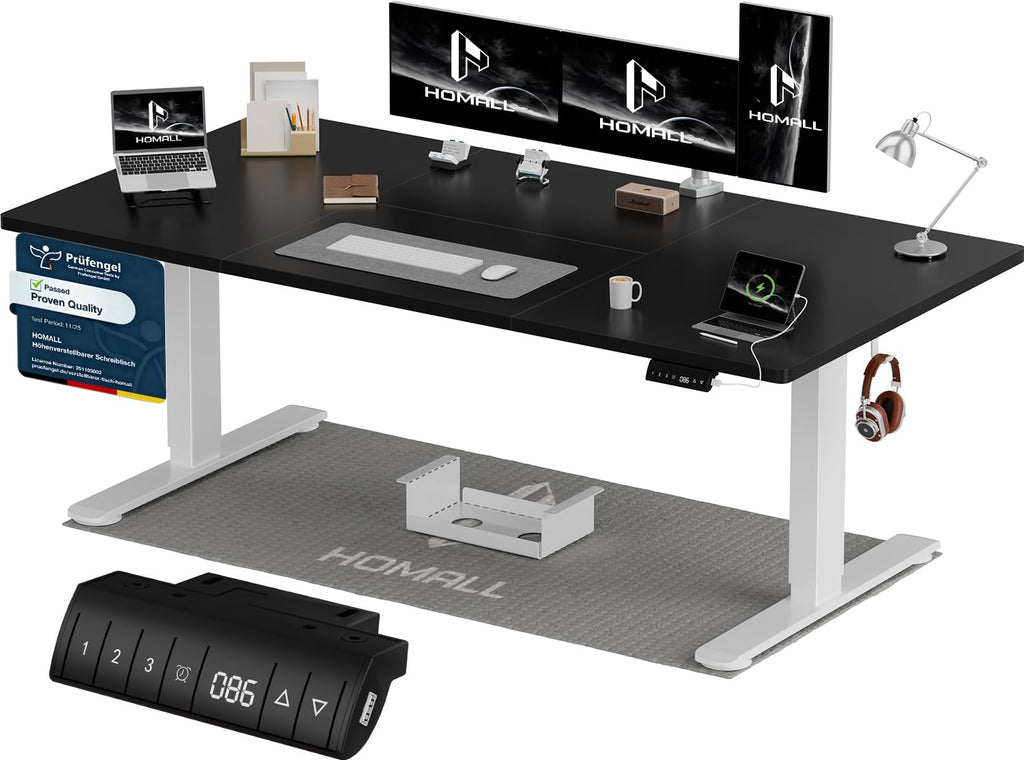 Homall Elektrischer Schreibtisch höhenverstellbar Weiß – Standing Desk mit USB-A, Memory-Funktion & Kabelmanagement