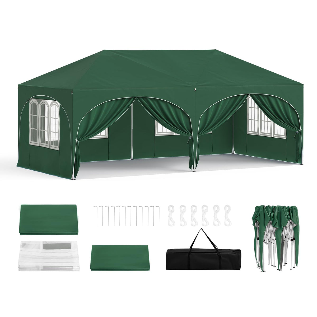 WOLTU Faltpavillon 3x6m Pop up mit 6 Seitenwänden Pavillon Partyzelt Grau