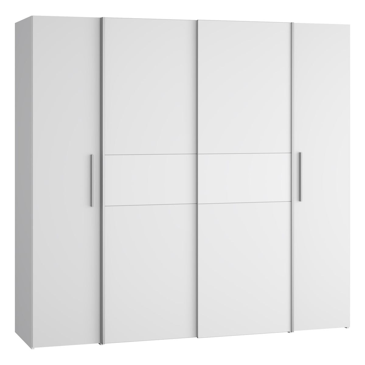 Forte Kalixtus Kleiderschrank 4-türig mit Schwebetüren – Moderner Schlafzimmerschrank mit Kleiderstangen & Einlegeböden