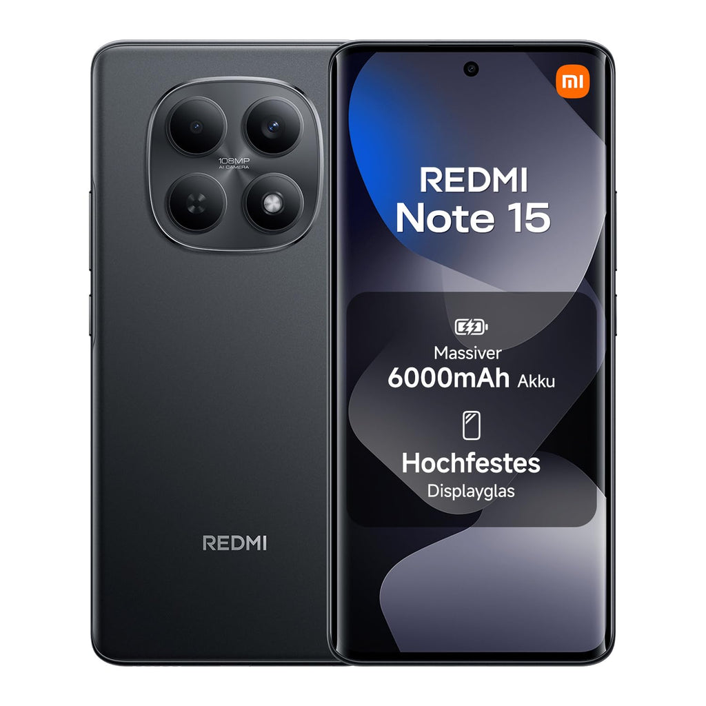 XIAOMI REDMI Note 15 Smartphone 8+256GB, 6000mAh, 108MP Kamera, Schwarz