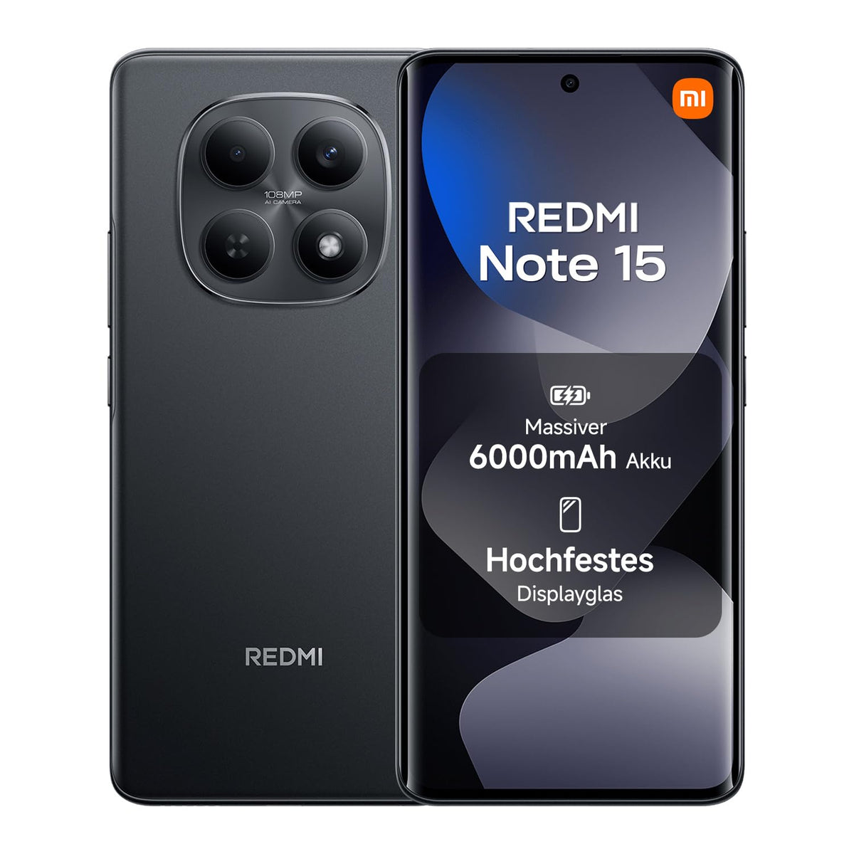 XIAOMI REDMI Note 15 Smartphone 8+256GB, 6000mAh, 108MP Kamera, Schwarz