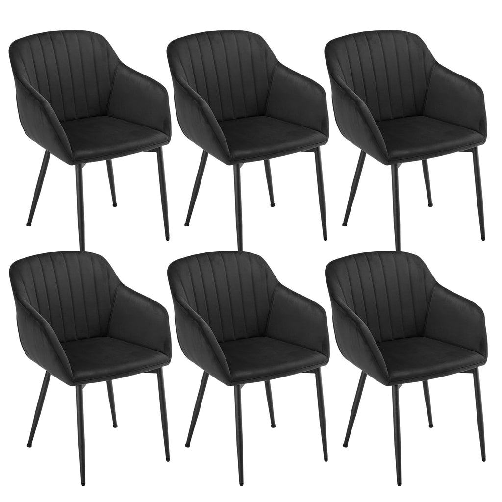 Esszimmerstühle Beige 4er Set mit Armlehnen, Modern Polsterstühle Leinen, Küchenstühle mit Metallgestell für Esszimmer, Wohnzimmer, Küche