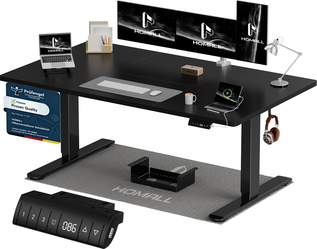Homall Elektrischer Schreibtisch höhenverstellbar Weiß – Standing Desk mit USB-A, Memory-Funktion & Kabelmanagement