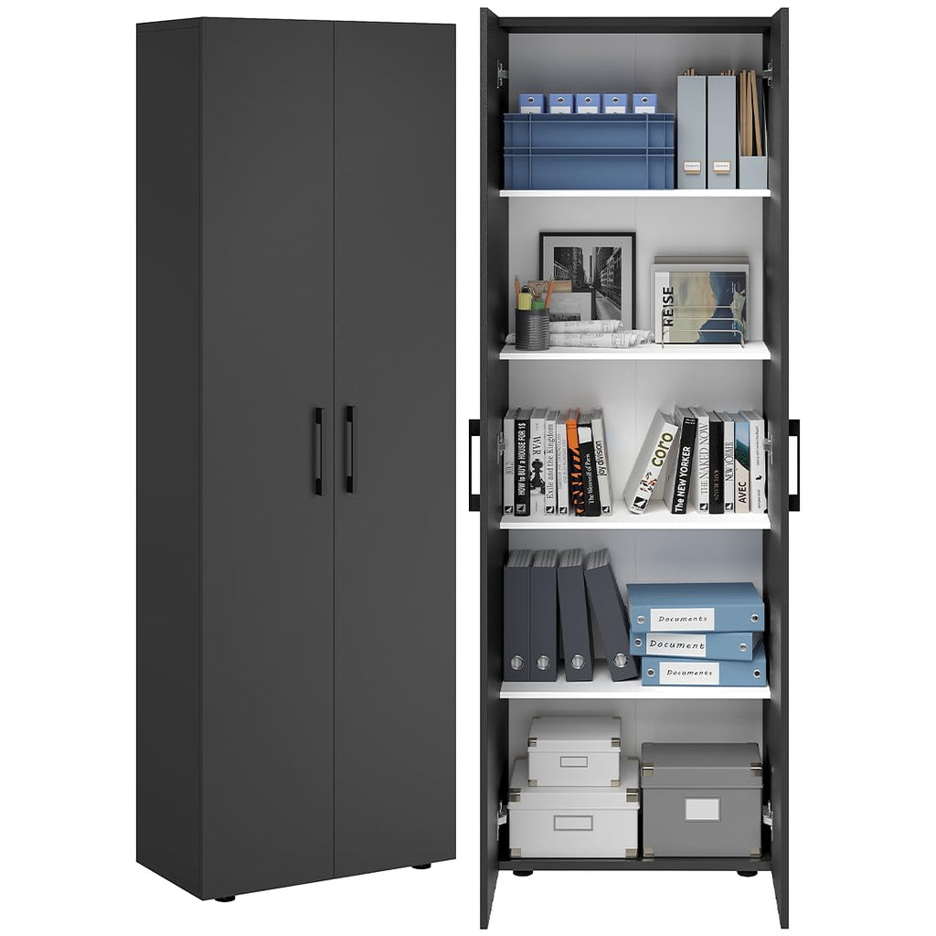 Bellamio Apol Besenschrank 60 cm breit, Weiß, Staubsaugerfach, Stauraum